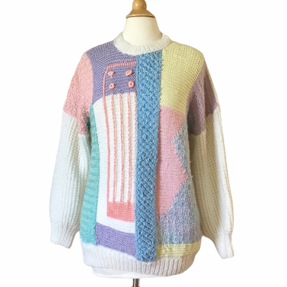 Vintage 80’s Pastel Handmade Knit Sweater
